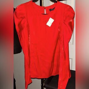 !NWT-ON TWELFTH L/S Red Blouse w/ Puff Sleeves - Size Large